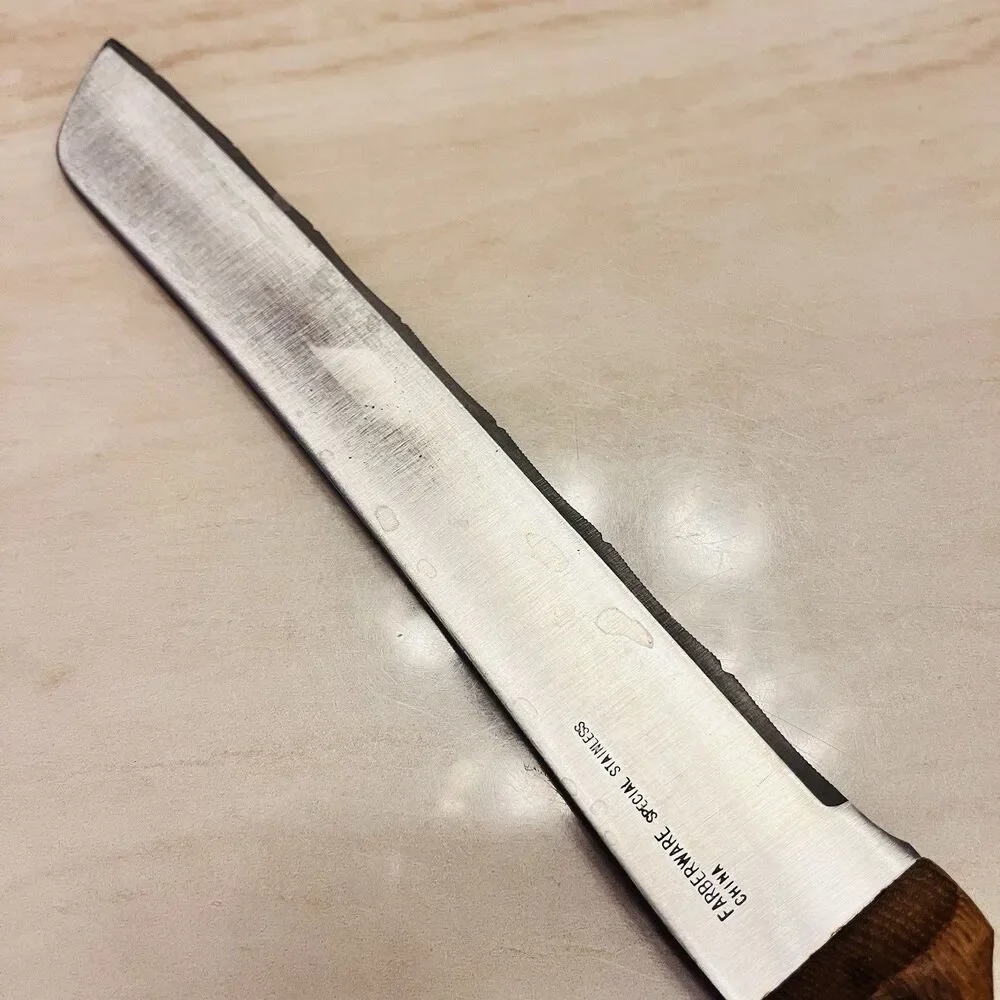 Vintage Farberware Special Stainless Knife 13 1/4” Wooden Handle Serrated Edge
